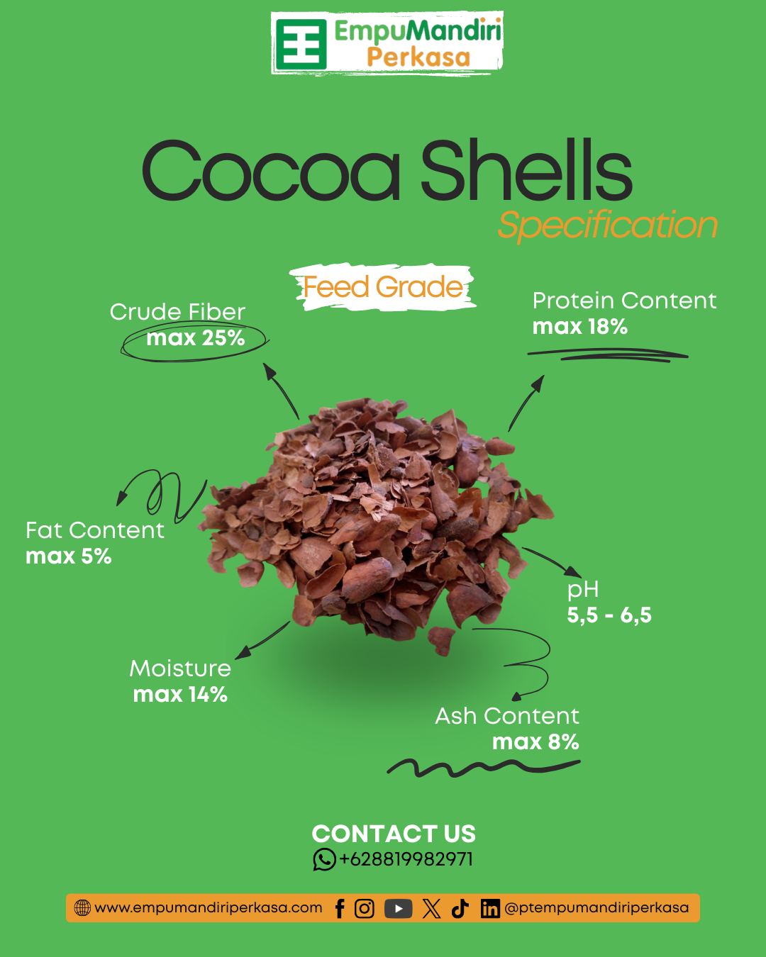 cocoa shells PT EMPU MANDIRI PERKASA PT EMPU MANDIRI PERKASA cocoa shells